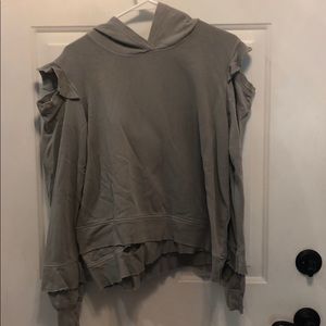Distressed sweat shirt with hood